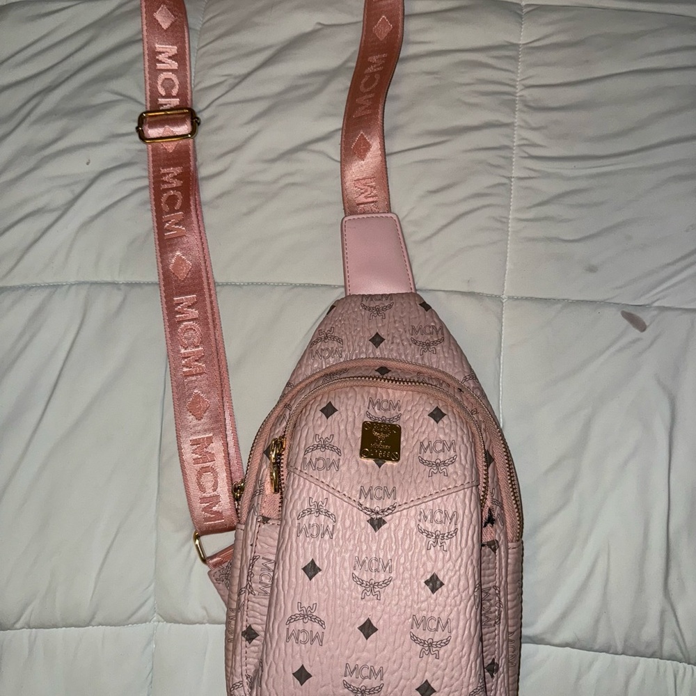 MCM Pink Logo Sling Bag